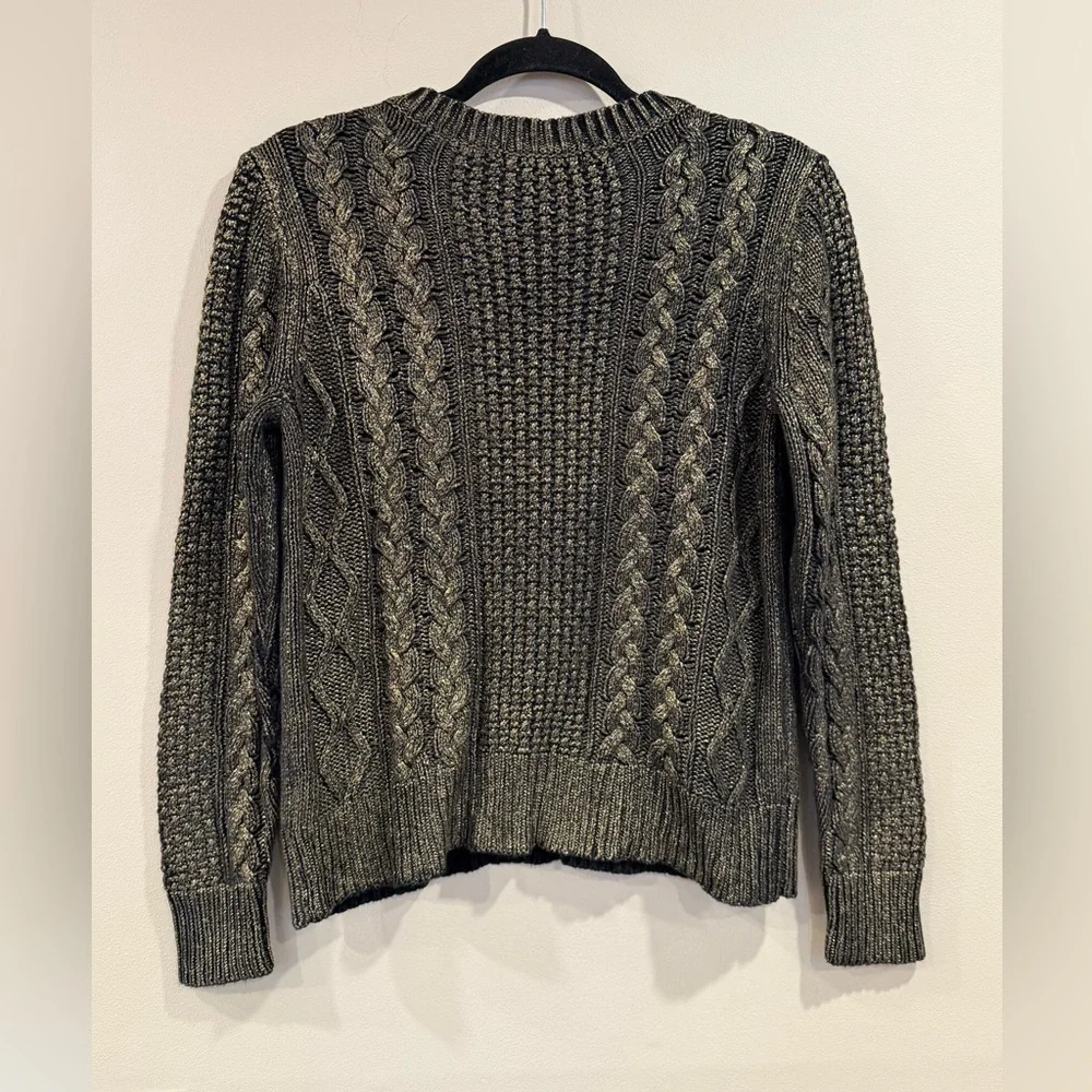 🔥Michael Kors Women’s Shimmer Gold and Black Cable Knit Sweater Sz M EUC🔥